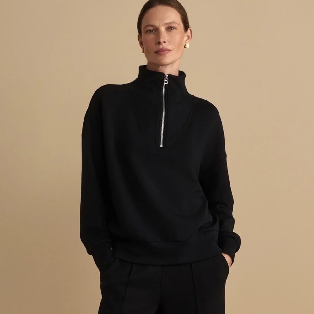 Varley Hawley Half Zip Sweatshirt Large Black